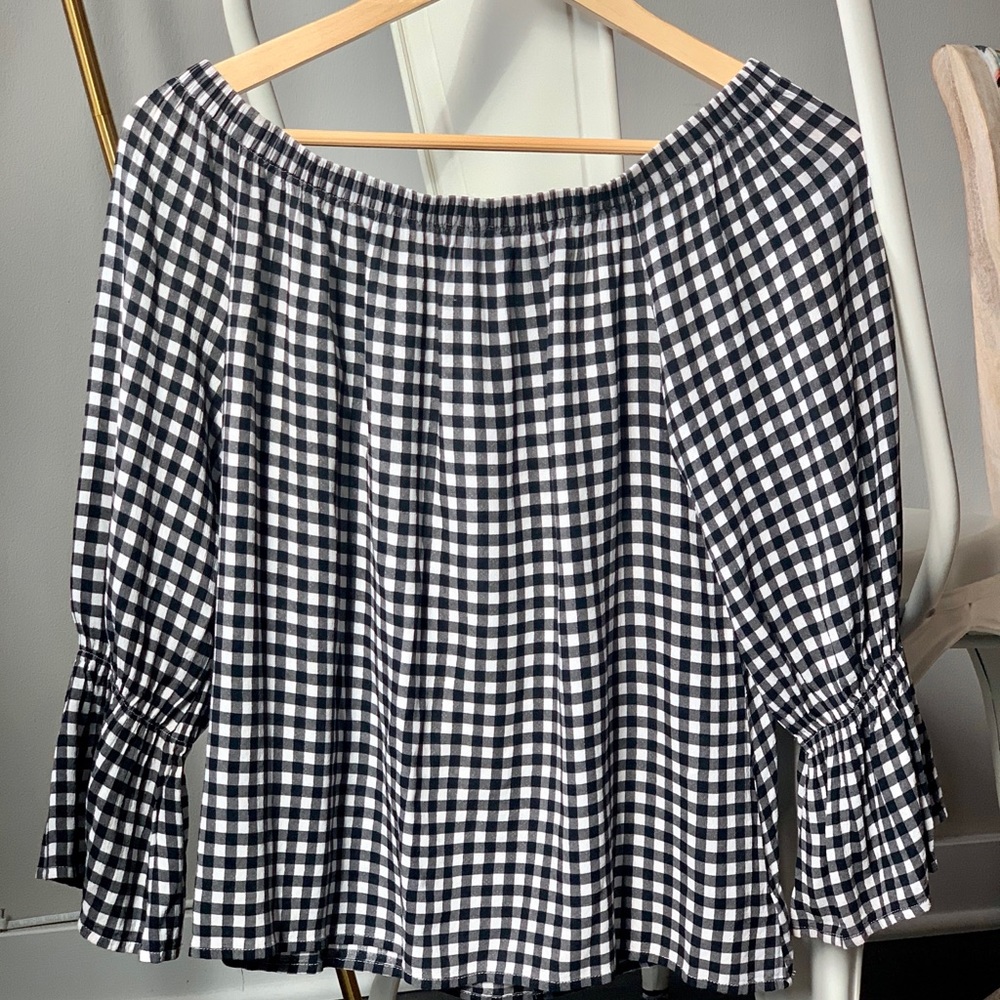 Sanctuary Gingham Off Shoulder Blouse